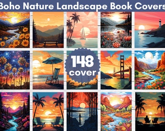 148 Boho Nature Landscape Book Covers: KDP Templates (PNG)