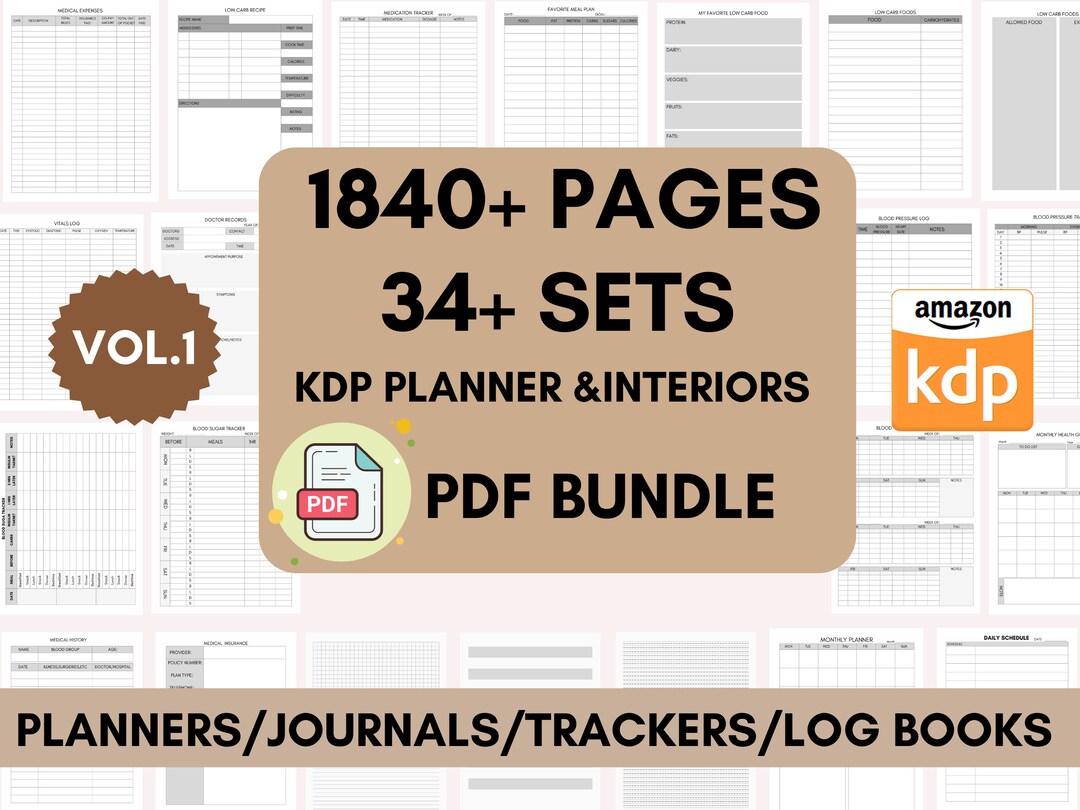 34 KDP Planner Template,kdp Interior Bundle,kdp Book Templates Etsy