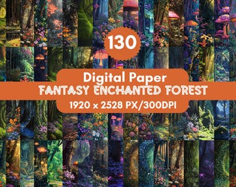 130 Fantasy Forest Digital Paper Textures: Magical Woodland (Digital Download)