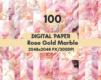 100 texturas de mármol en oro rosa: fondos para invitaciones de boda (papel digital PNG)