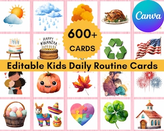600+ Editable Kids Daily Routine Cards: Visual Schedule & Chore Chart (PDF Download)