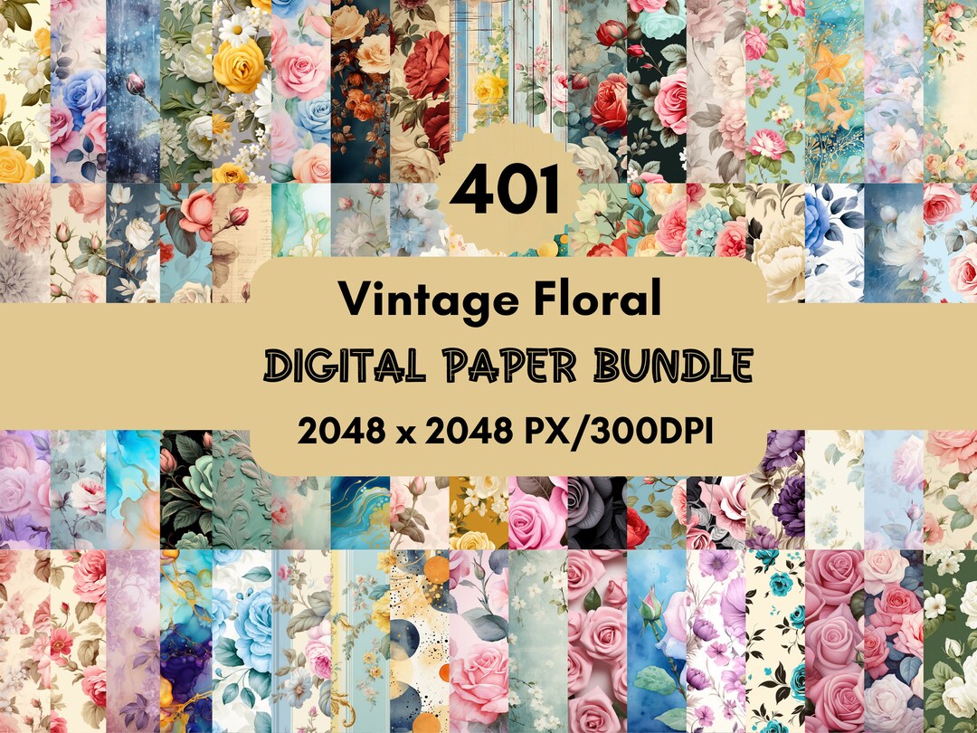 401 Vintage Floral Scrapbook Paper,vintage Junk Journal,vintage Background,scrapbooking ...
