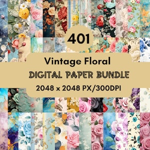 401 Vintage Floral Scrapbook Paper,Vintage Junk Journal,Vintage Background,Scrapbooking Printable Paper