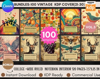 100 Vintage Book Cover Templates: Editable Canva KDP Designs