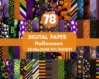 78 Halloween Digital Paper,Trick or Treat Scrapbook Papers,Boo Wallpaper,Spooky Background