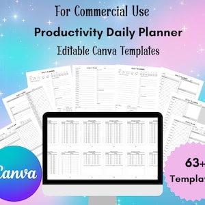 Minimalist Daily Planner: Editable Canva Templates Bundle (63+ Pages)