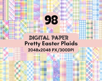 Papel digital de cuadros de Pascua: Fondos de cuadros vichy pastel (archivos PNG)