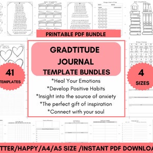 Gratitude Journal Printable Bundle, Gratitude Template, Minfulness Journal, Wellness Journal, Self Care Journal, Gratitude Journal