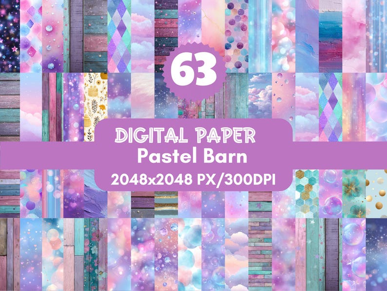 63 Pastel Barn Digital Paper Textures: Scrapbook Backgrounds (PNG) - Etsy