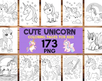 173 Cute Unicorn Coloring Pages for Kids, Unicorn Birthday Party Activity,Kids Coloring Pages