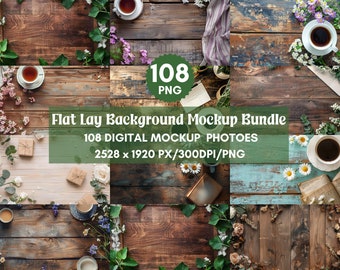 108 Flat Lay Mockup Hintergründe: Scene selber machen (PNG)