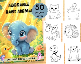 Libros para colorear de animales bebés adorables para niños: animales bebés atrevidos, fáciles y adorables, lindas páginas para colorear de animales para niños
