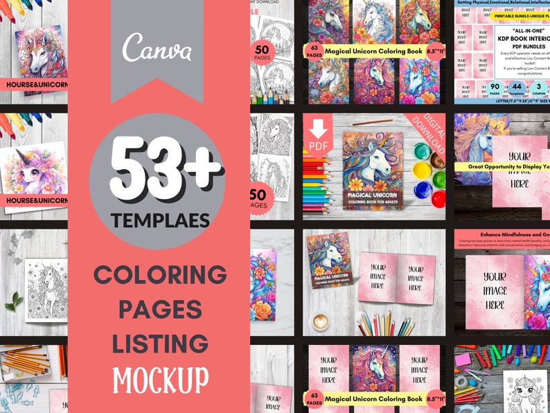 Canva coloring book mock upcoloring book mockupcoloring etsy