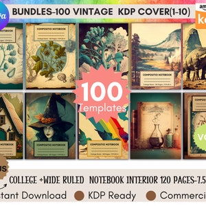 100 Editable KDP Covers Canva Template Bundles,Vintage Book Covers,Book Cover Template,Retro KDP Cover Template
