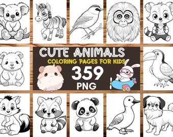 359 páginas para colorear de animales bonitos para niños, hojas para colorear de animales, hoja de actividades de animales, impresión de animales bonitos