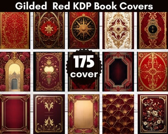 175 Gilded Red Book Covers: Printable KDP Cover Templates