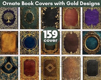 Ornate Gold Book Cover Designs: Vintage Textures (PNG Digital Download)
