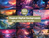 123 Magical Landscape Digital Backgrounds: Fantasy Wallpaper (PNG)