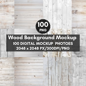 100 White Wood Digital Papers: Rustic Texture Backgrounds (PNG)