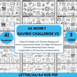A6 Savings Challenge Templates Bundle,A6 Savings Challenge Trackers,A6 Cash Envelopes
