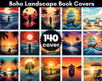 140 Boho Landscape Book Covers: KDP Template (PNG)