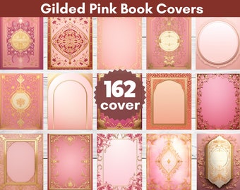 162 Gilded Pink Book Covers,Printable Decorative Gilded Book Covers,KDP Book Cover Template