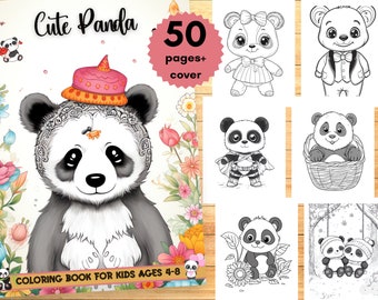 4～8 歳の子供向けのかわいいパンダの塗り絵: 子供向けの楽しい動物テーマの塗り絵ページ