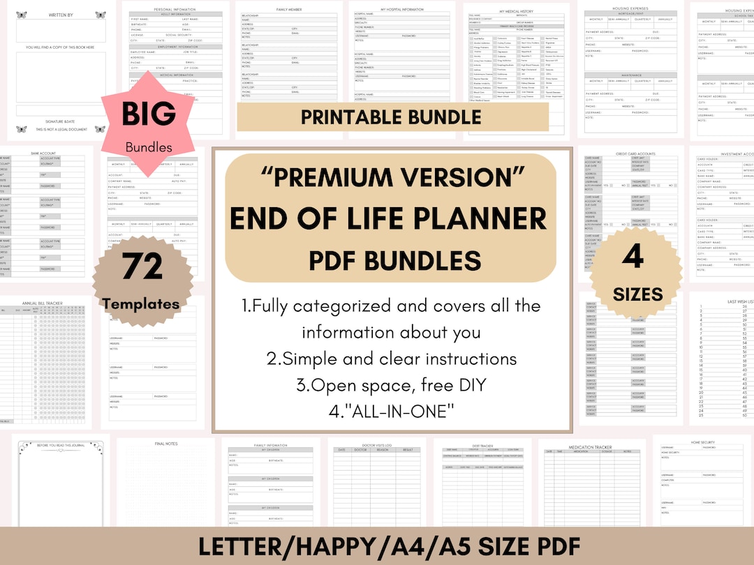 End of Life Planner Template Bundle last Wishes Planner estate Planning End of Life Planner Template Bundle last Wishes Planner estate Planning
