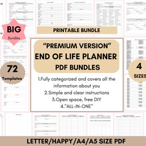 End of Life Planner Template Bundle,Last Wishes Planner,Estate Planning Template, Emergency Planner Binder,Legacy Planner PDF