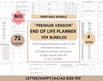 End of Life Planner Template Bundle: Legacy & Estate Planning (PDF)