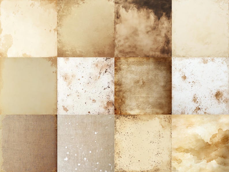 122 Vintage Paper Textures: Rustic Scrapbook Backgrounds (digital Paper ...