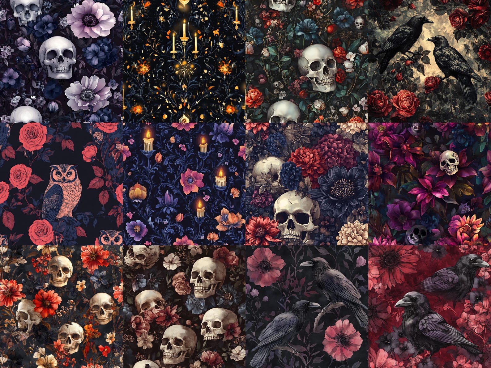 73 Gothic Rococo Digital Paper,gothic Floral Dark Oil Paint Textures ...
