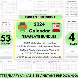2024 Calendar Printable: Monthly Planner Template (PDF Bundle)