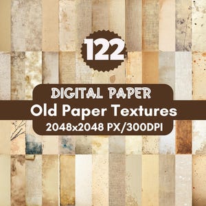 122 Old Paper Textures Digital Paper,Vintage Paper Backgrounds,Scrapbook Paper for Wedding Invitation Cards
