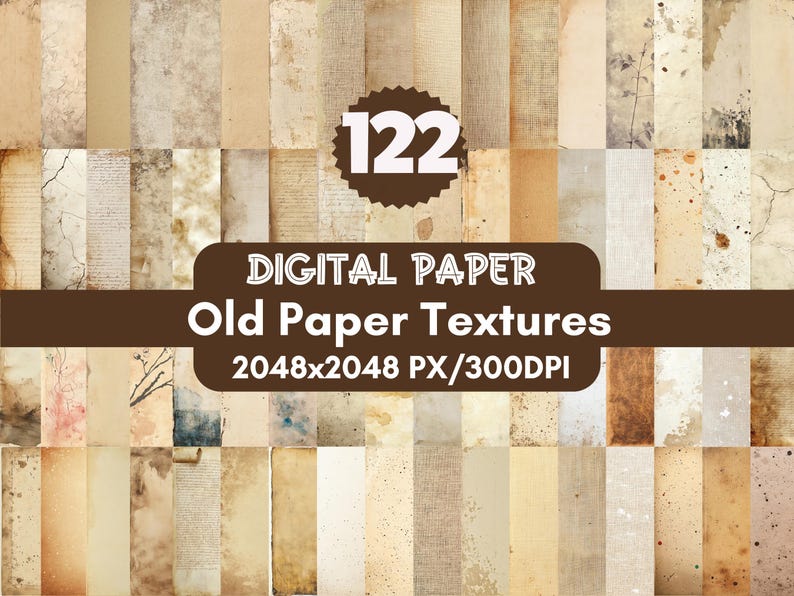 122 Vintage Paper Textures: Rustic Scrapbook Backgrounds (digital Paper ...