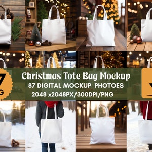 87 Christmas Tote Bag Mockup Bundle,Tote Bag Mockup,Canvas Tote Bag Mock,Digital Mockup