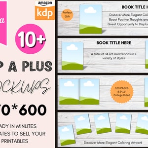 Canva Book Mockup Templates for KDP A Plus Content,Canva Mockups for KDP Activity Books and Colouring Books,Book Mockup Template