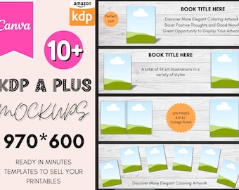 Canva Book Mockup Templates for KDP A+ Content (970x600)