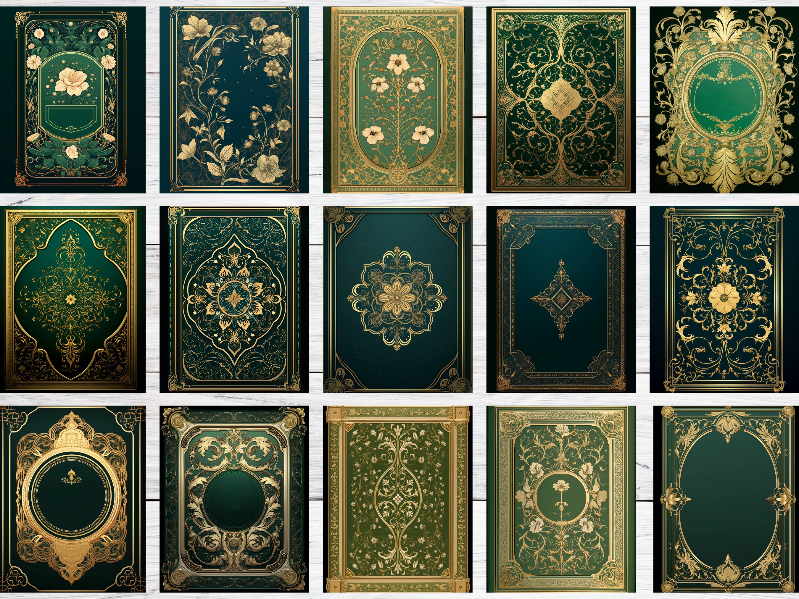 106 Ornate Gilded Green Book Covers,antique Book Covers
