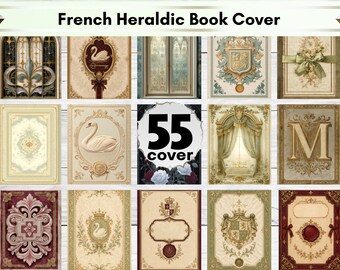 Pacchetto di 55 risorse per copertine di libri araldici francesi: design per copertine di biblioteche di famiglie aristocratiche