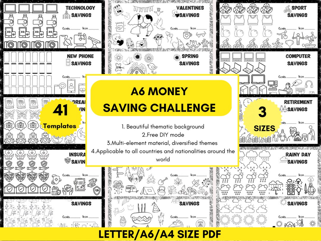 A6 Savings Challenge Printable PDF Bundles,a6 Savings Challenge ...