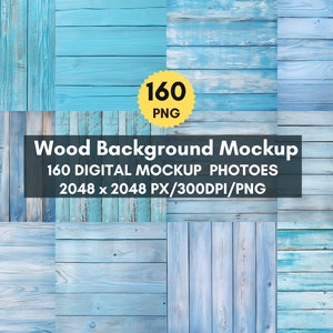 160 Teal Wood Background Digital Papers: Rustic Distressed Textures (PNG)