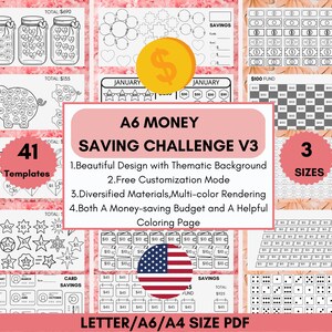 A6 Savings Challenge Templates Bundle,A6 Savings Challenge Trackers,A6 Binder Inserts,A6 Cash Envelopes