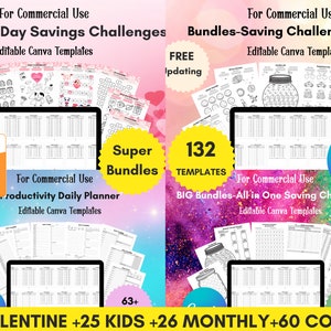 Editable Savings Challenge Bundle,52 Week Challenge,Money Challenge,No Spend Challenge