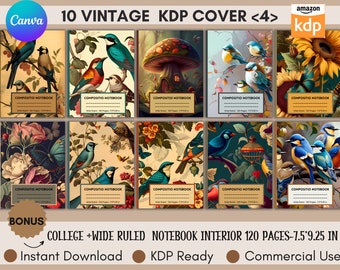 10 modèles de couvertures KDP modifiables sur toile, couvertures de livre vintage, couverture de livre broché, modèle de couverture KDP rétro