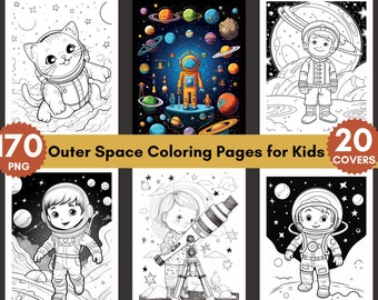 170 Outer Space Coloring Pages for Kids, Planets Coloring Page, Kids Coloring Page,Space Activity Sheets, Rocket Coloring