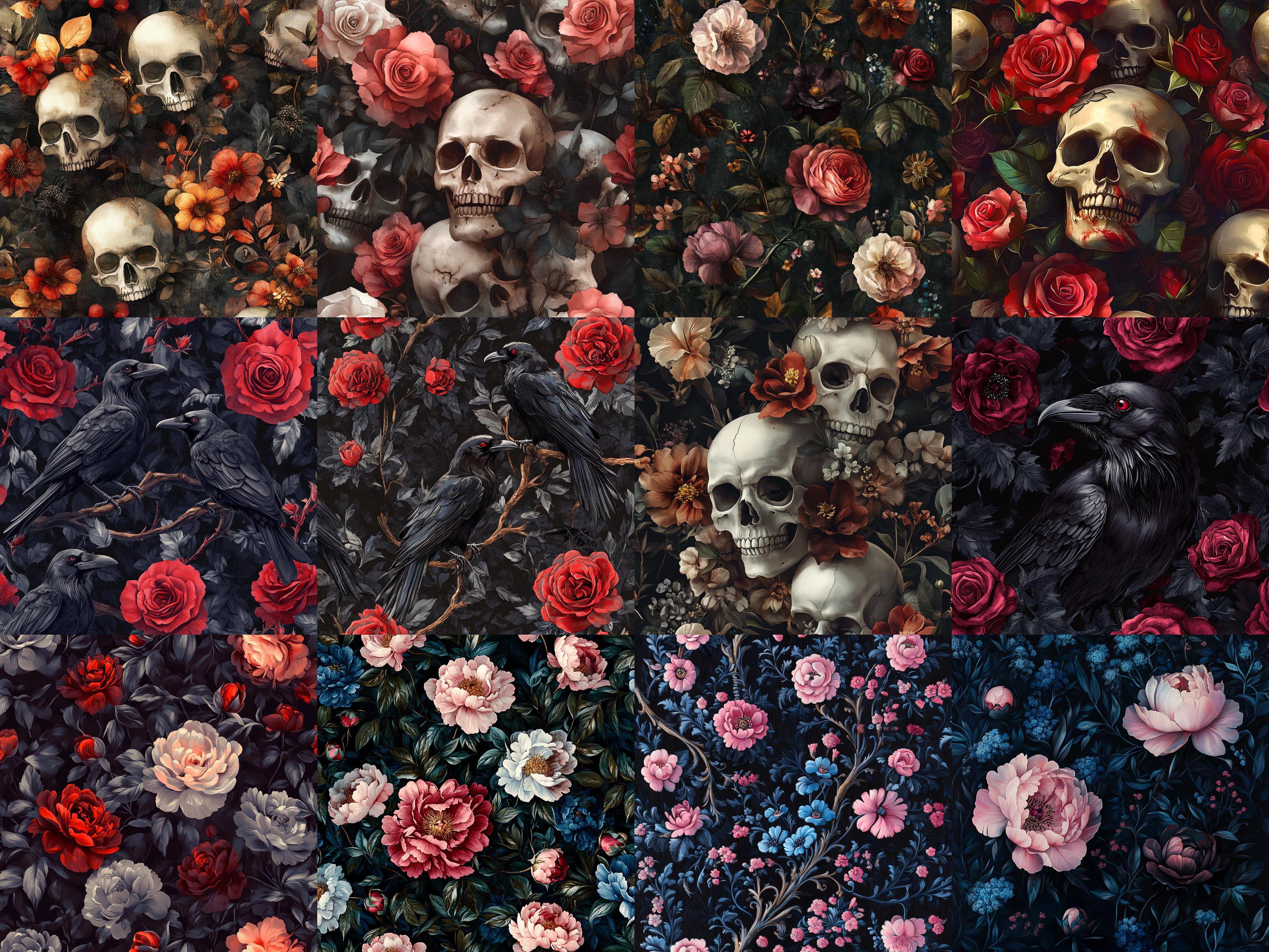 73 Gothic Rococo Digital Paper,gothic Floral Dark Oil Paint Textures ...