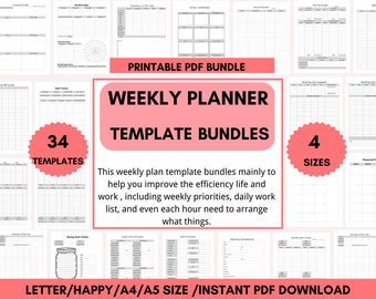 Weekly Planner Printable: Hourly Schedule & To-Do List (PDF)