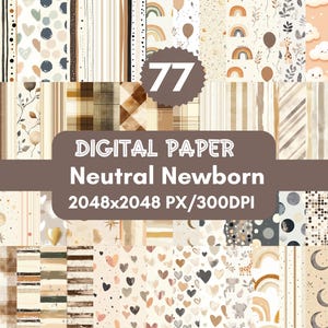 77 confezioni di carta per neonati neutre, materiale effimero per la cameretta dei bambini Boho, pagine per il baby shower