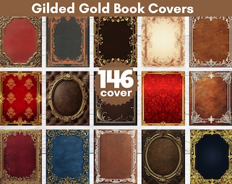 Gilded Book Covers: 146 Gold Ornamental Textures (PNG Digital Paper)